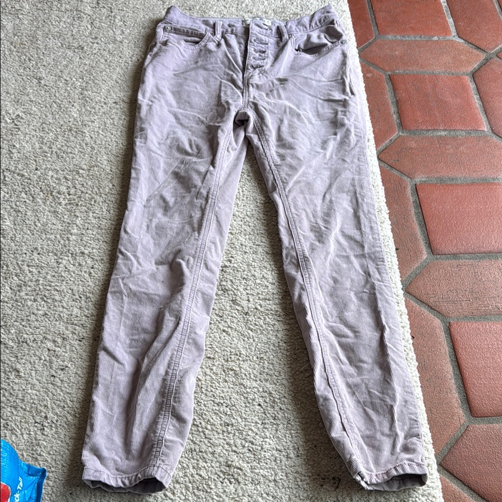 Stylish corduroy lavender high waisted pants